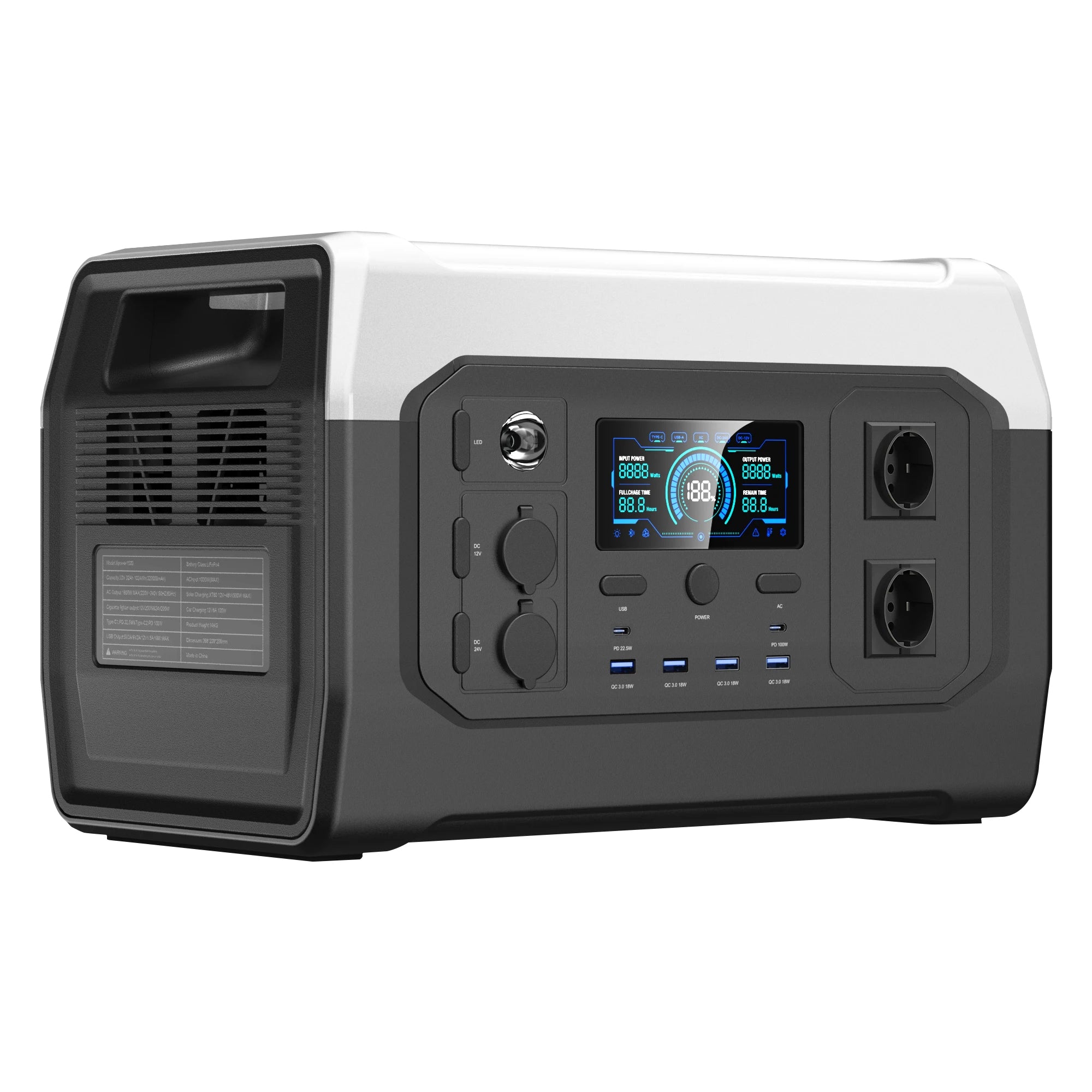 2600W 1800W Portable Power Station LiFePO4 battery UPS for Camping power outages Pure Sine Wave 220 230V 50Hz 1600W 110V 60Hz