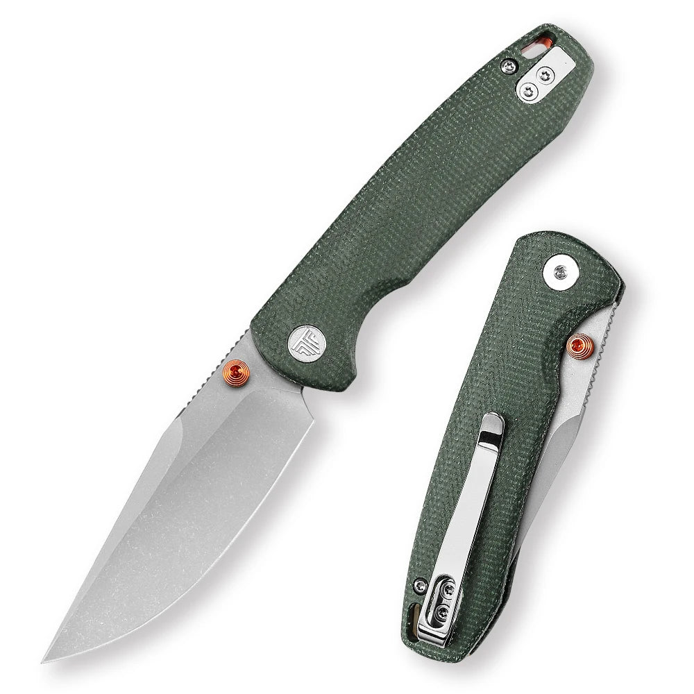 TRIVISA High Quality Folding Pocket Knife with Clip14C28 Blade Micarta Copper Handle Hunting Camping Tactical Outdoor Multi-tool