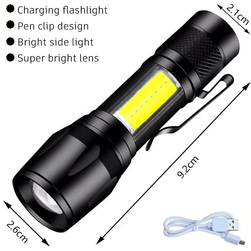 2000LM Ultra Bright P50 LED Flashlight Tactical EDC Emergency Spotlight Telescopic ZoomHandheld Torch  w/ 14500/18650 Battery