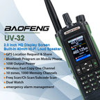 Walkie Talkie Baofeng UV-32 Air Band 10W GPS Amateur FM Two Way Radio with 2.0" HD Screen and 2200mah USB-C Charging Battery