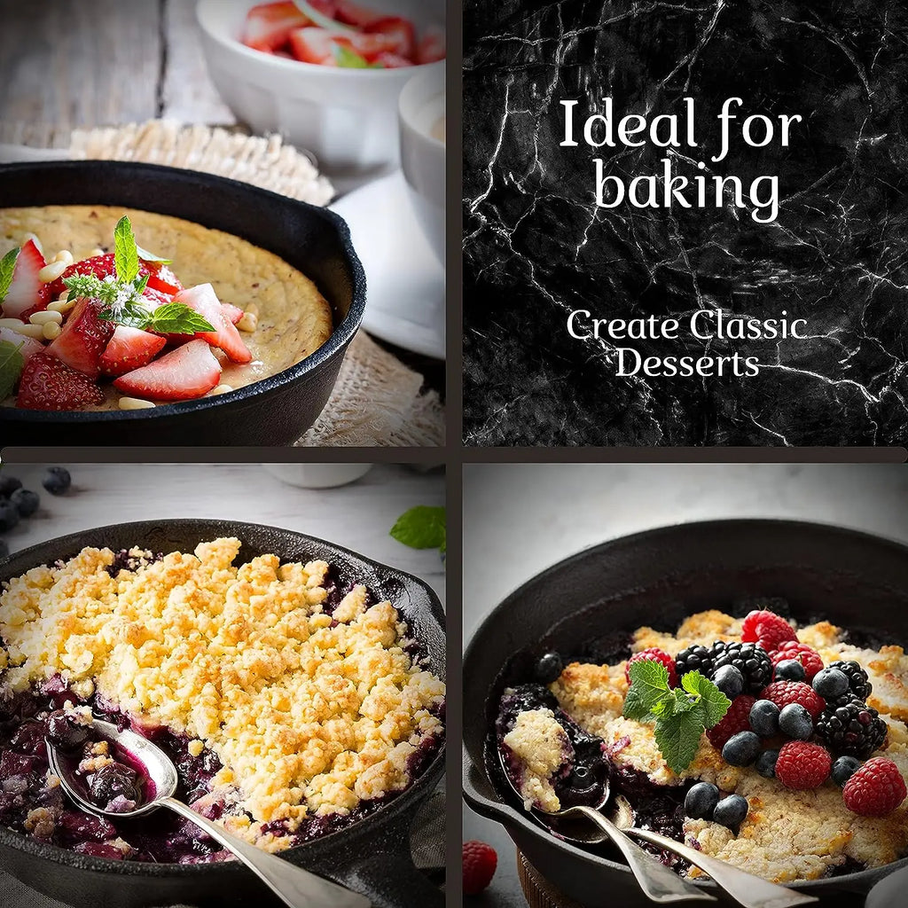 10" Pre-Seasoned Cast Iron Skillet With Pouring Lip For Cooking Bake Cake Barbecue Non-Stick Pan Heavy Duty Frying Pan Oven Safe