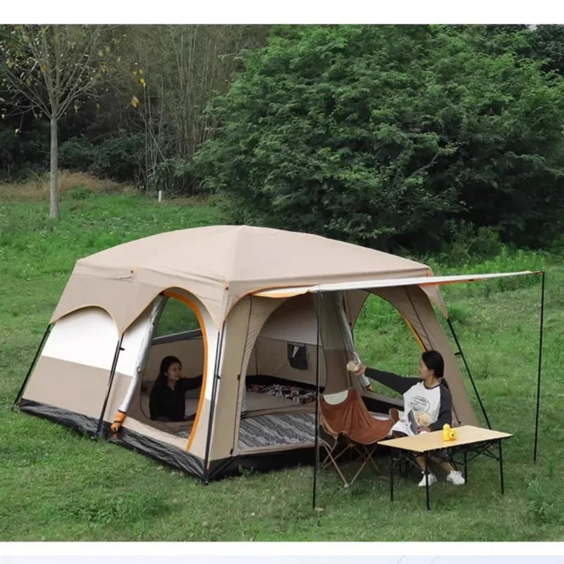Outdoor Thick Rainproof Camping Tent, Travel 4-12P Double Layer Field, Luxury Large Camping Tent, 2 Bedrooms and 1 Hall 캠핑용품 땡처리