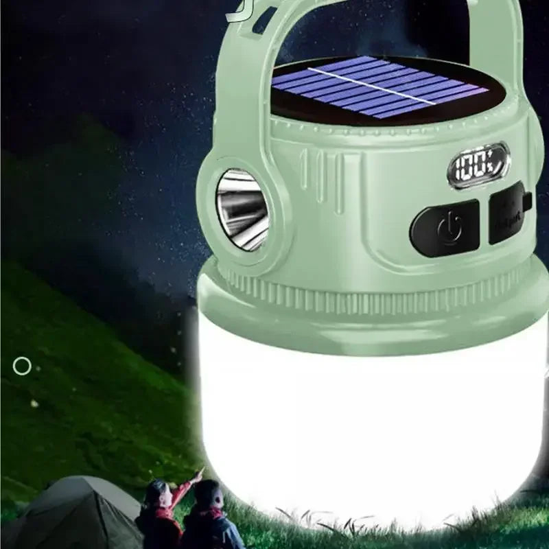 Portable LED Camping Flashlight Rechargeable LED Camping Solar Rechargeable Lantern Waterproof Outdoor Supplies Lightweight Tent