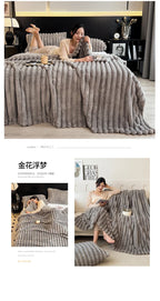New Artificial Rabbit Plush Autumn Warm Blankets for Beds Soft Coral Fleece Sofa Throw Blanket Comfortable Thicken Bed Sheet