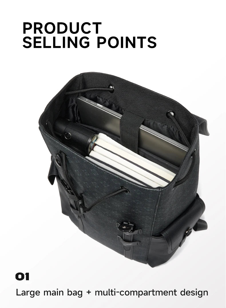 Septwolves Fashion Design Printed Leather Backpack Man Large Flip Cover Business Print Travel Laptop Bags Big Monogram Bagpack