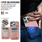 Wallet Solid Color Magnetic Double Buckle RFID Blocking Card Leather Case For iPhone 15 Pro Max 14 Plus 13 12 11 XR XS SE 2 8 7