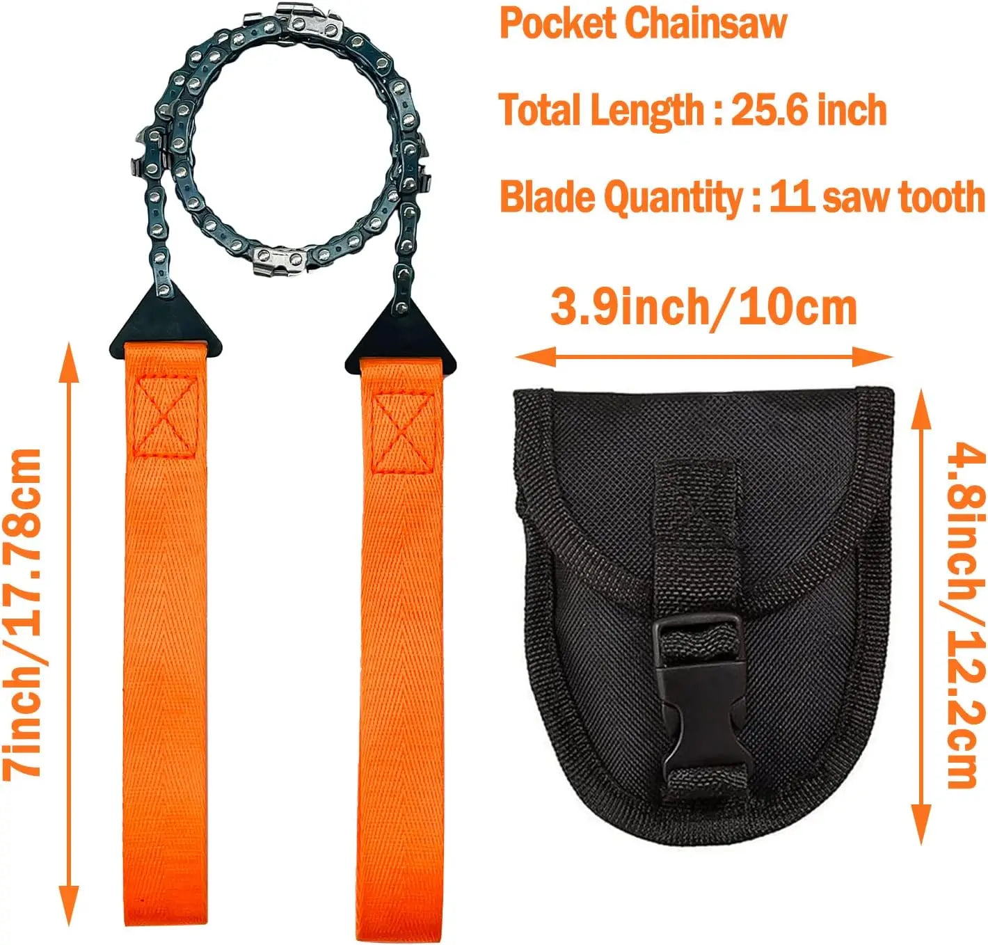 11 teeth Pocket Chainsaw For Camping Manual Chain Saw Survival Wire Saw -Rope Chain Saw For Cutting Tree Limbs