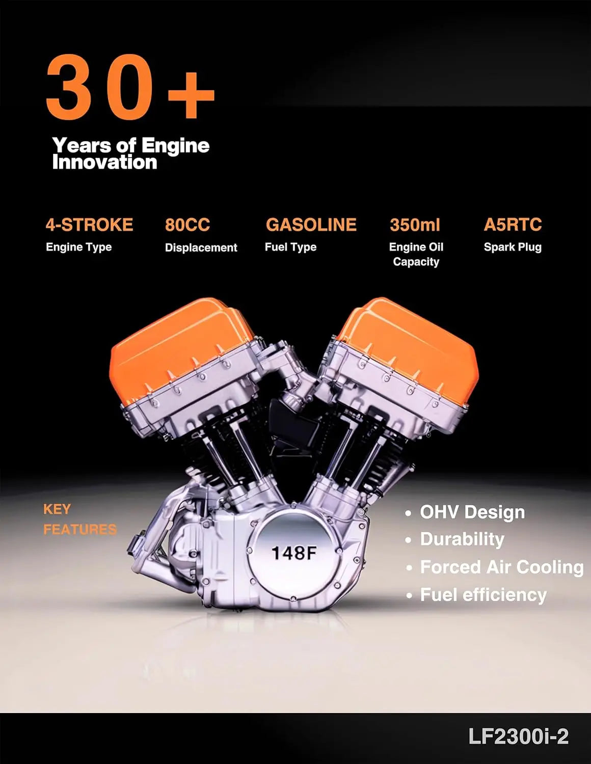 2300W  Inverter Generator - Portable, Quiet & Fuel-Efficient Power Solution for Home, Camping, RV & Emergency Use