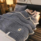 2025 new solid color simple blanket imitation rabbit velvet super soft plush blanket high gram weight sofa blanket winter warmth