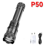 2000LM Ultra Bright P50 LED Flashlight Tactical EDC Emergency Spotlight Telescopic ZoomHandheld Torch  w/ 14500/18650 Battery