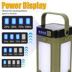Solar Rechargeable LED Camping Lamp 4 Leaf Foldable Tent Lamp Warm Fire Atmosphere Lamp Outdoor Emergency Lighting Torch Lantern