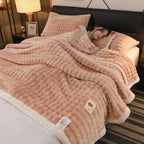 2025 new solid color simple blanket imitation rabbit velvet super soft plush blanket high gram weight sofa blanket winter warmth