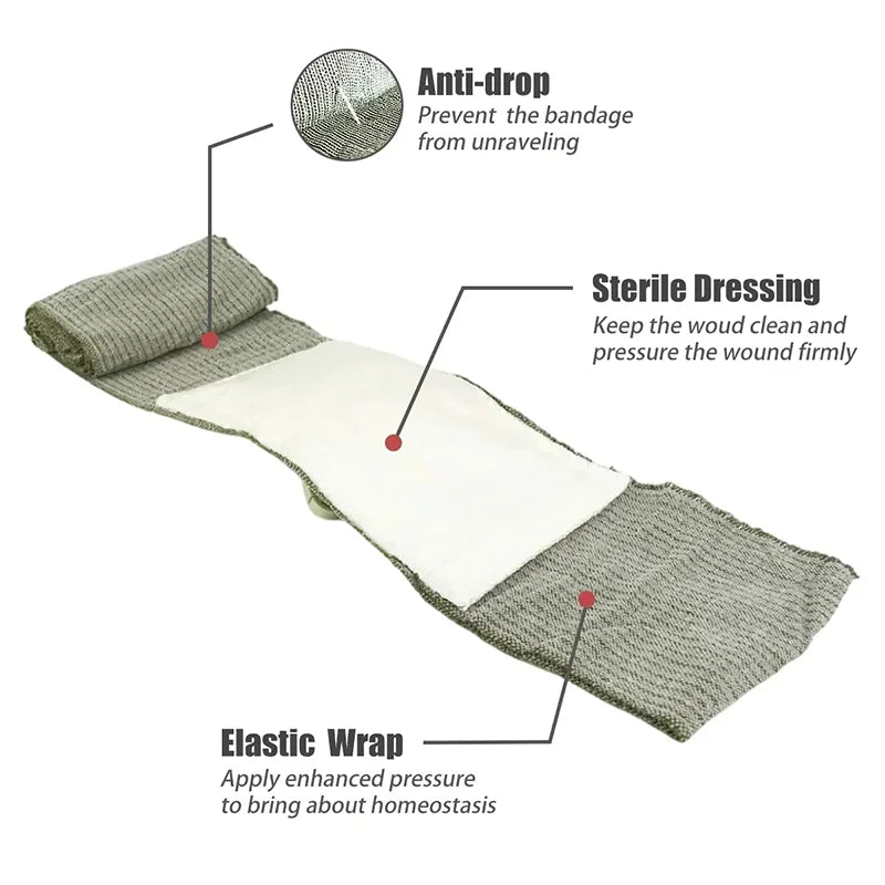 4inch Rhino Rescue lsraeli Bandage WoundDressing Emergency Compression forBattle Dressing First Aid lFAK TraumaMilitary