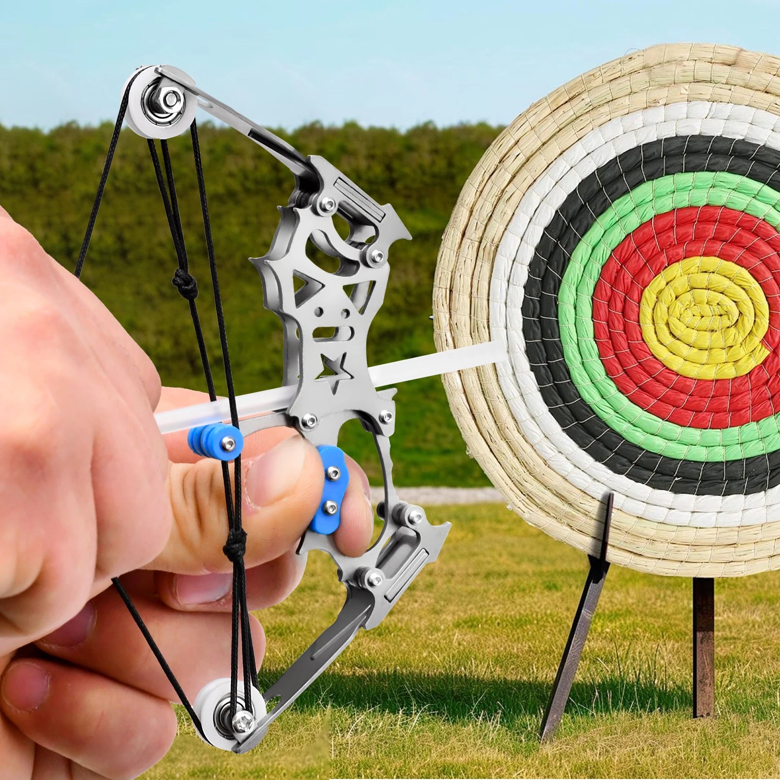 Mini Compound Bow and Arrows Set for Adults Teens Beginners Compact Archery Bow for Target Practice & Shooting Entertainment