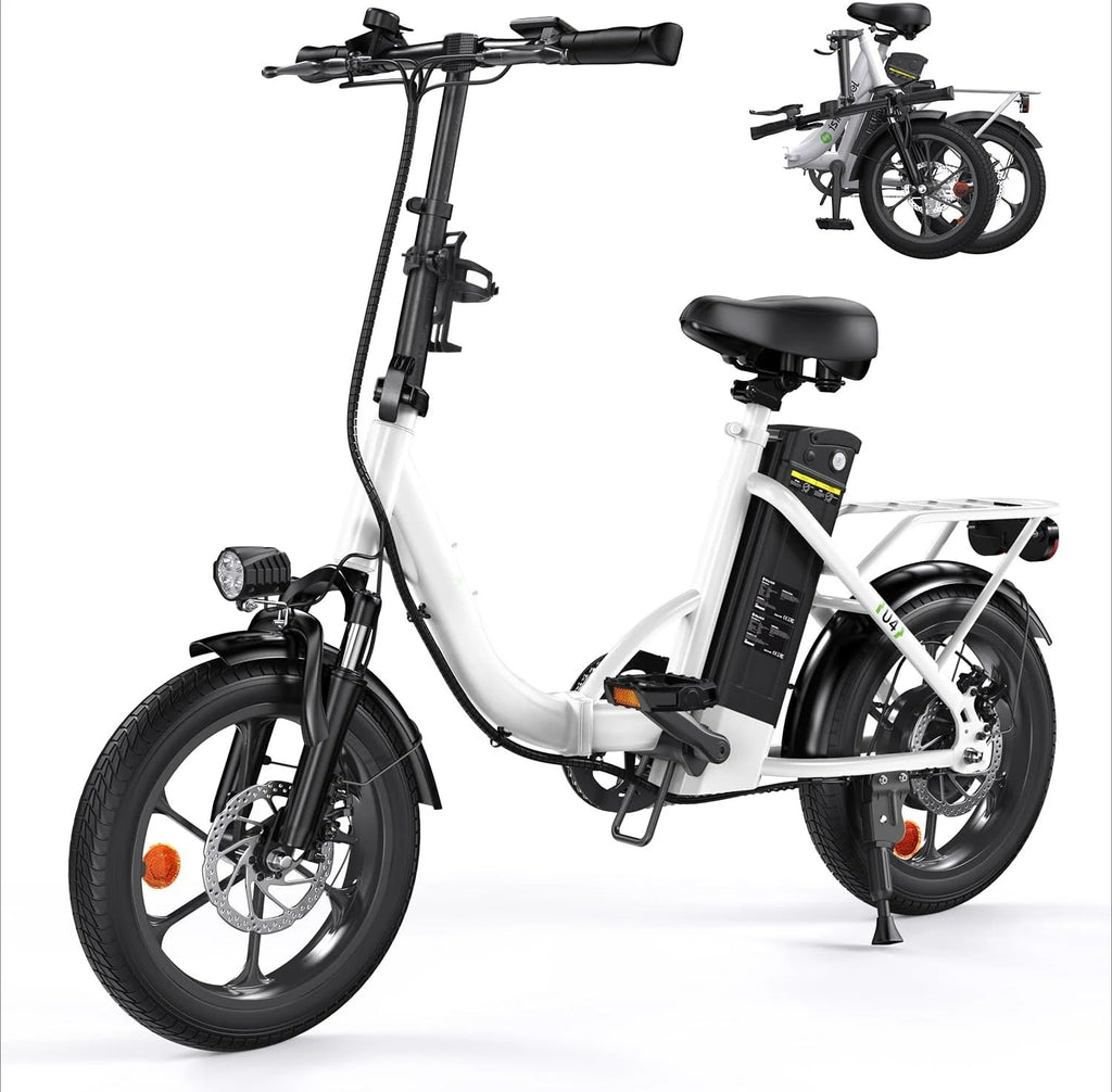 U4 16" Folding Electric Bike for Adults, 750W Peak Motor with Max 55Miles PAS Range & 19MPH EBike