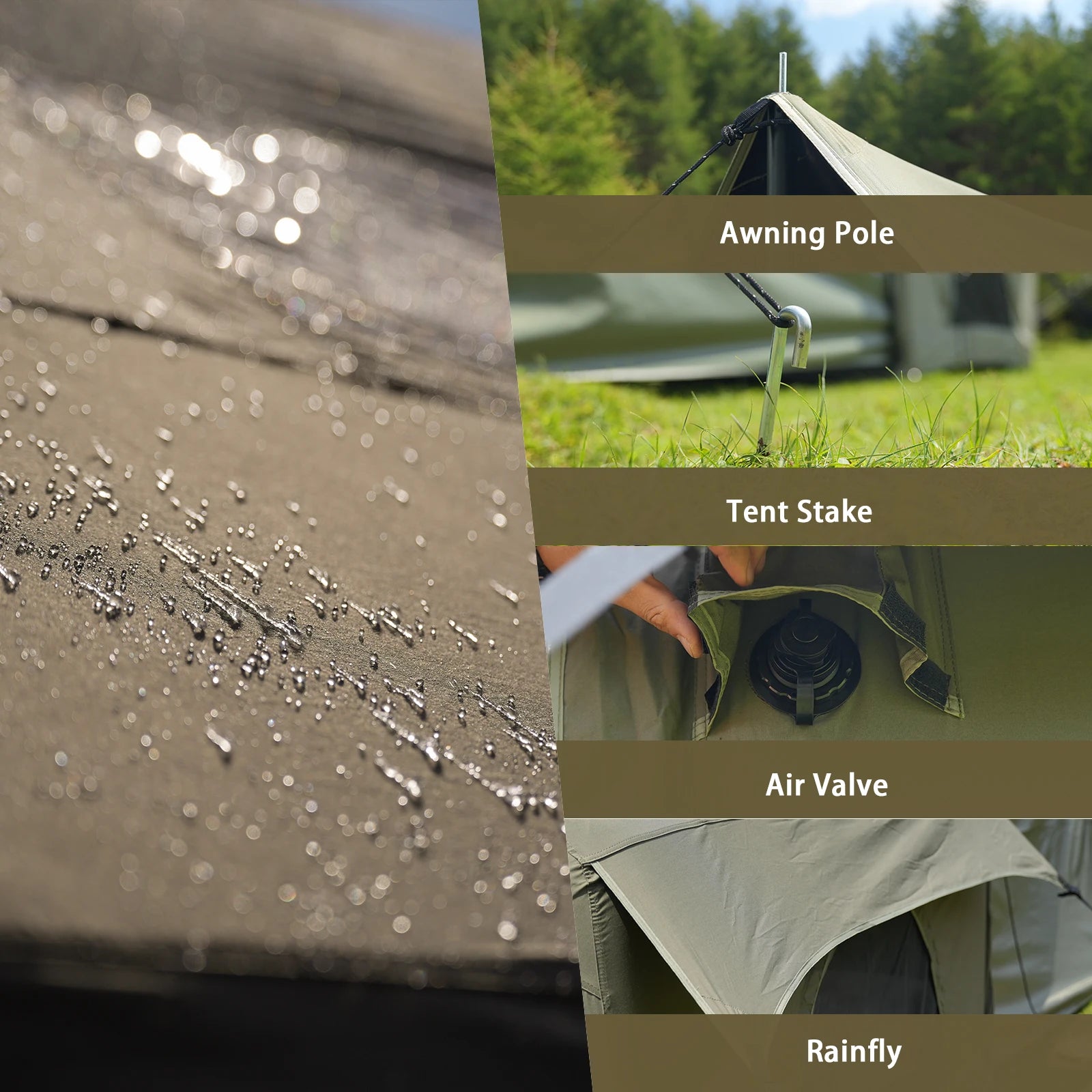 PAKICETUS 8-Person Inflatable Glamping Tent, Green Tent with Mesh Windows & Hand Pump with Extra-Large Canopy Living Room