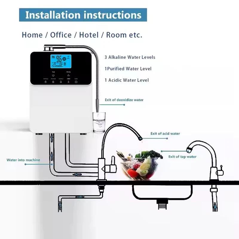 Kangen Water Ionizer 11 Ti-Pt Plates Hydrogen Water Generator Machine for Household PH2.8-11 Alkaline Water Purifier Filter