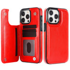 Wallet Double Button With Card Slot Stand Flip Leather Case For iPhone 16e 16 Pro Max 15 Plus 14 13 12 Mini 11 SE3 SE2 X XR 8 7