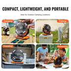 Portable Fan Rechargeable 13 inch Battery Powered Fan with LED Lantern 4 Speeds Adjustable and 45° 90°Automatic Swivel and Tim