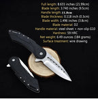 D2 Steel Pocket Folding Knife Outdoor Combat Hunting Knives Camping Hiking Multi-Hardness Utility Knife Sharp Cutter EDC Gift