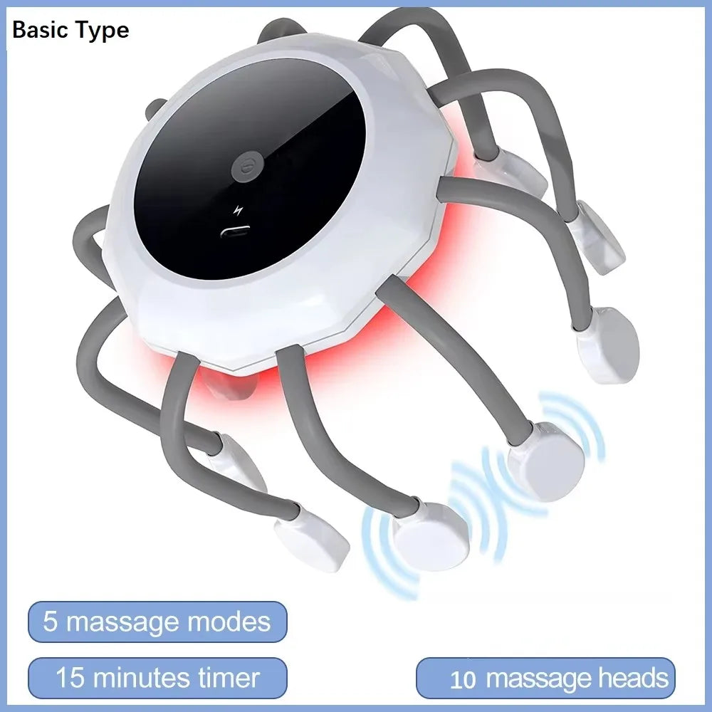 Octopus Claw Eight Claw Massager USB Charging Therapeutic Scratch Pad Electric Head Massager Therapeutic Electric Scalp Massager