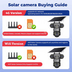 6K 15MP 4G SIM Solar Camera Outdoor 3 Lens 3 Screen Surveillance CCTV PTZ Human Detect Auto Tracking Solar Security Camera V380