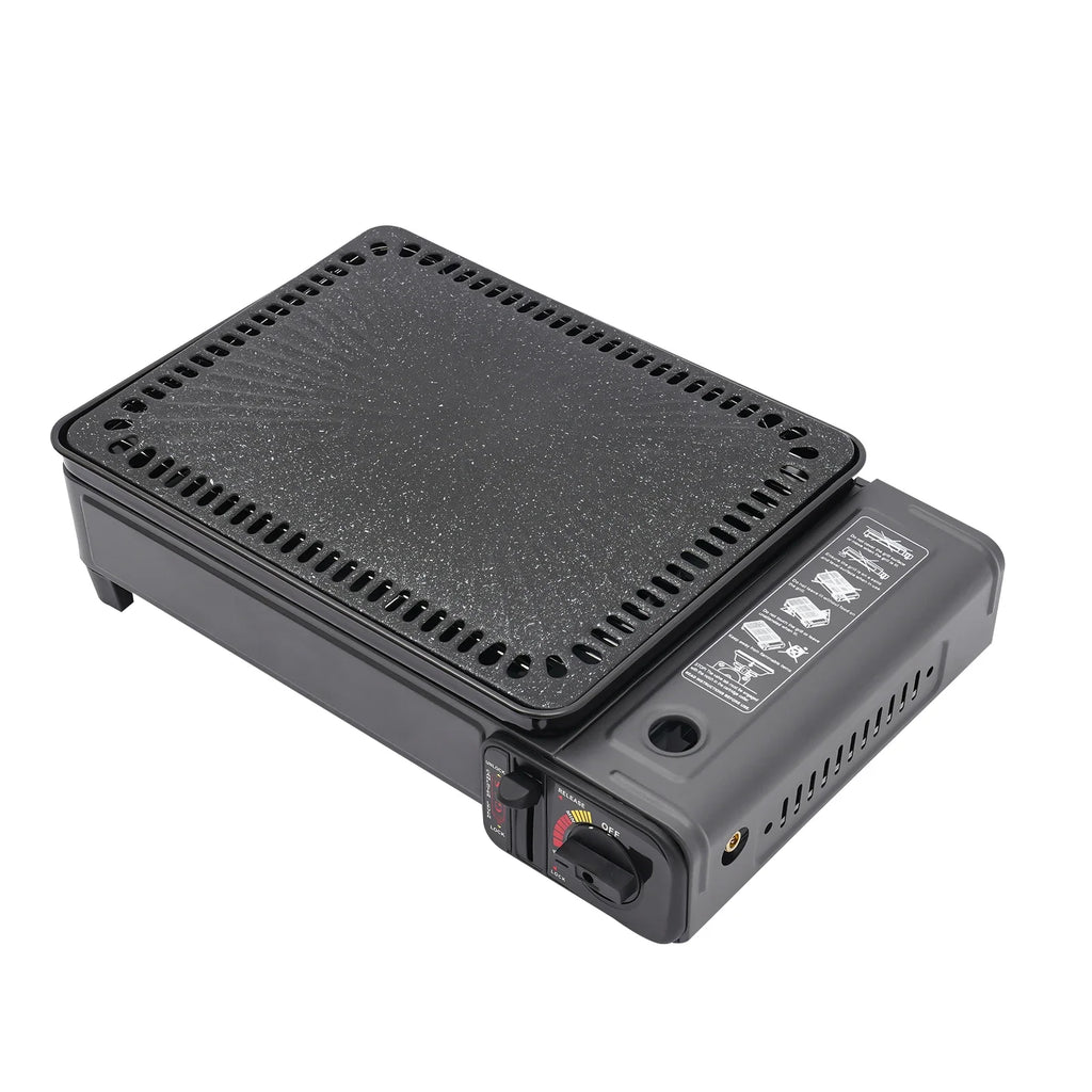 Butane Grill Stove Portable Camping Table Grill Outdoor Gas Stove Black with Grill Net For Picnic, Garden, Camping, Travel