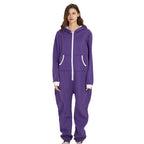 Unisex Sleepwear Jumsuits Hooded Pockets  Zipper Onesies One Piece Solid Pajamas Homewear Long Sleeve Nightwear  Casual Pyjamas