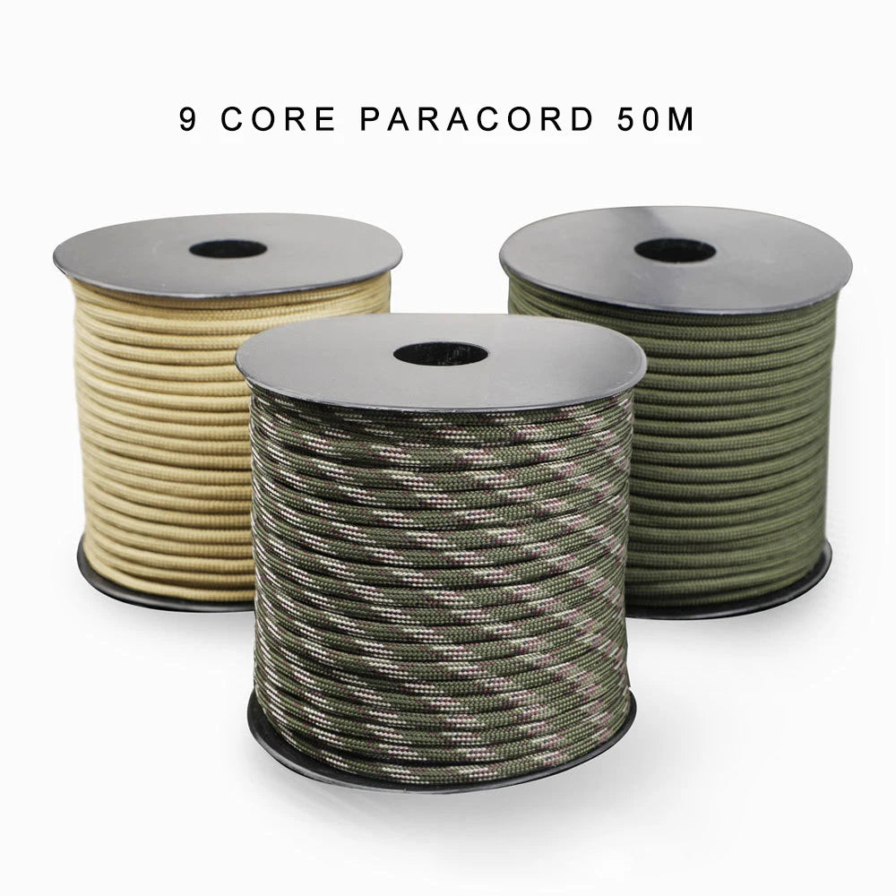 50m 650 Paracord 9 Strand 4mm Tactical Parachute Cord Camping Accessories DIY Weaving Rope Outdoor Survival Equipment