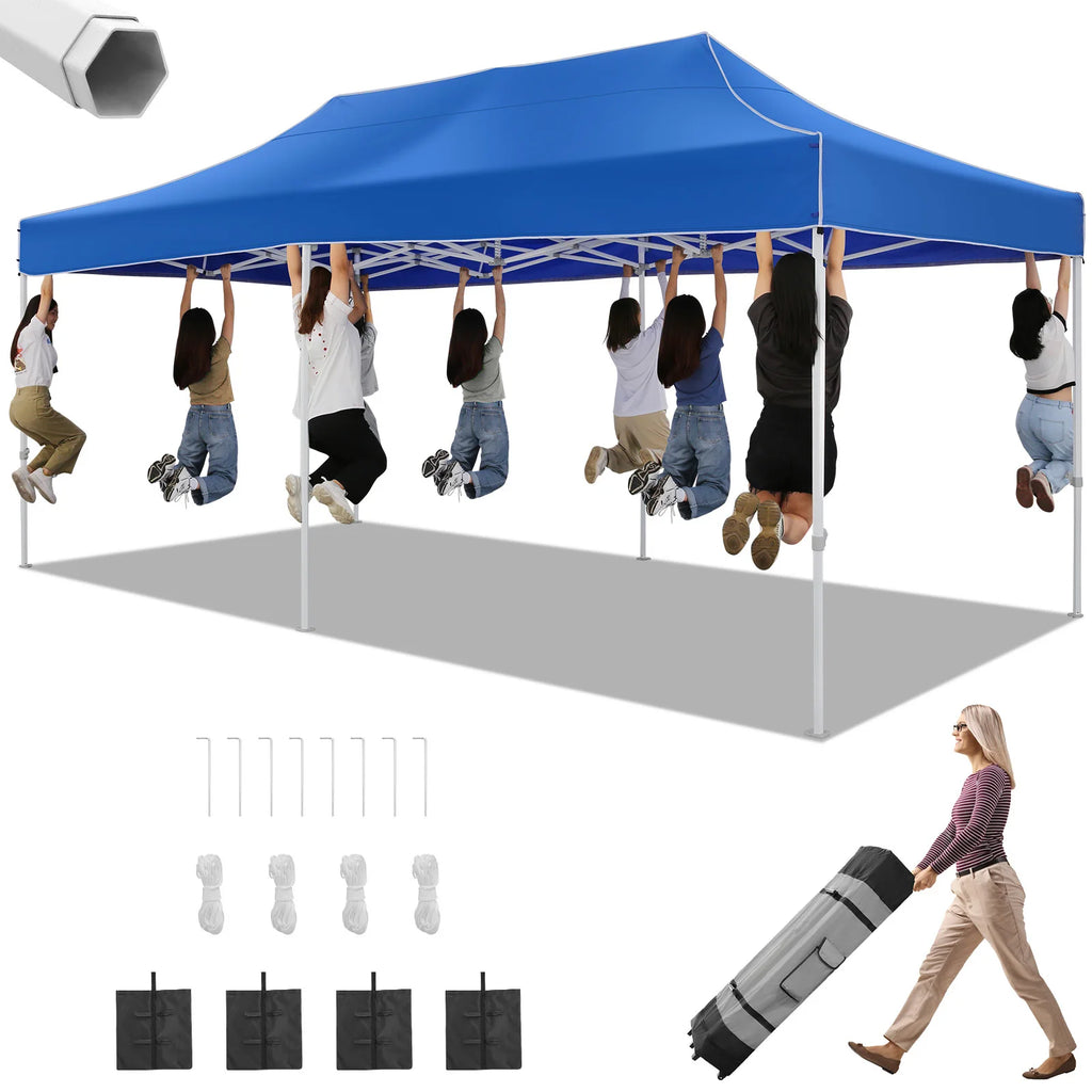 10x20 Heavy Duty Pop Up Canopy Tent for Parties Event Wedding Commercial Instant Canopy with Roller Bag, Party Tent Waterproof