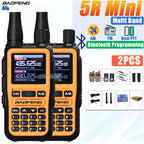 Baofeng 5R-Mini Walkie Talkie Portable Radio Bluetooth Programming DTMF AM FM Dual PTT Flashlight For Camping