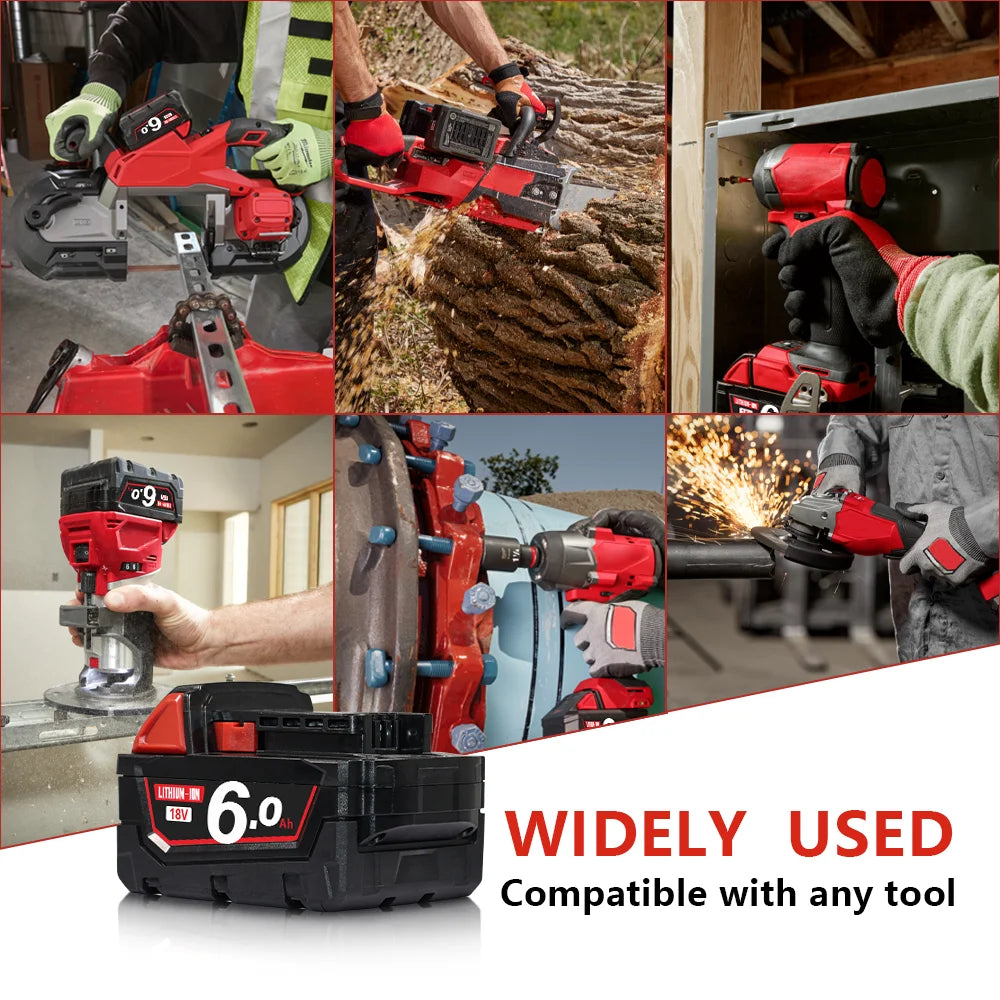 FOR Milwaukee M18 Battery Power Tool Battery 18V 3-6Ah Lithium Rechargeable Battery 48-11-2460 48-11-2412