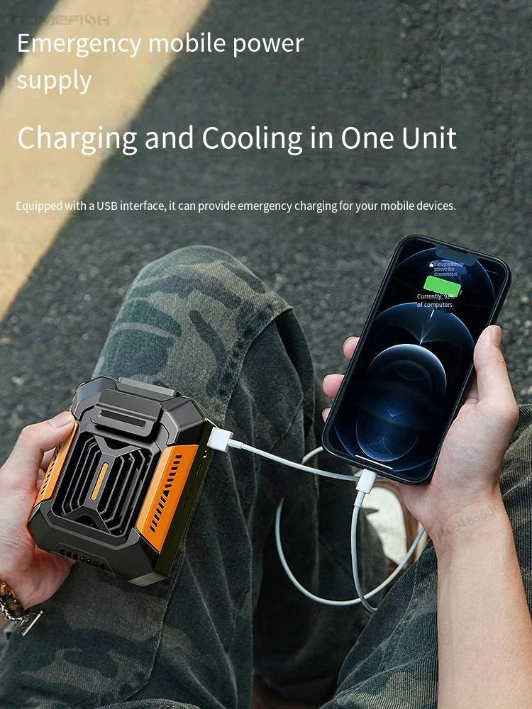 Personal Belt Clip Fan Portable Power Bank Flashlight Wearable Fan Hanging Neck Fan for Outdoor Works Hiking Camping