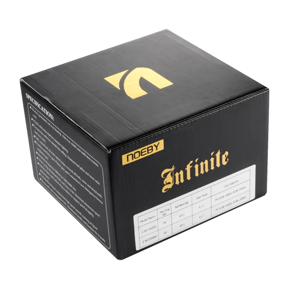 Noeby-Spinning Fishing Reel, Sealed Waterproof, Heavy Duty Sea Metal, Heavy Duty, 30kg Max Drag 4.11 Gear Ratio, 14000 20000