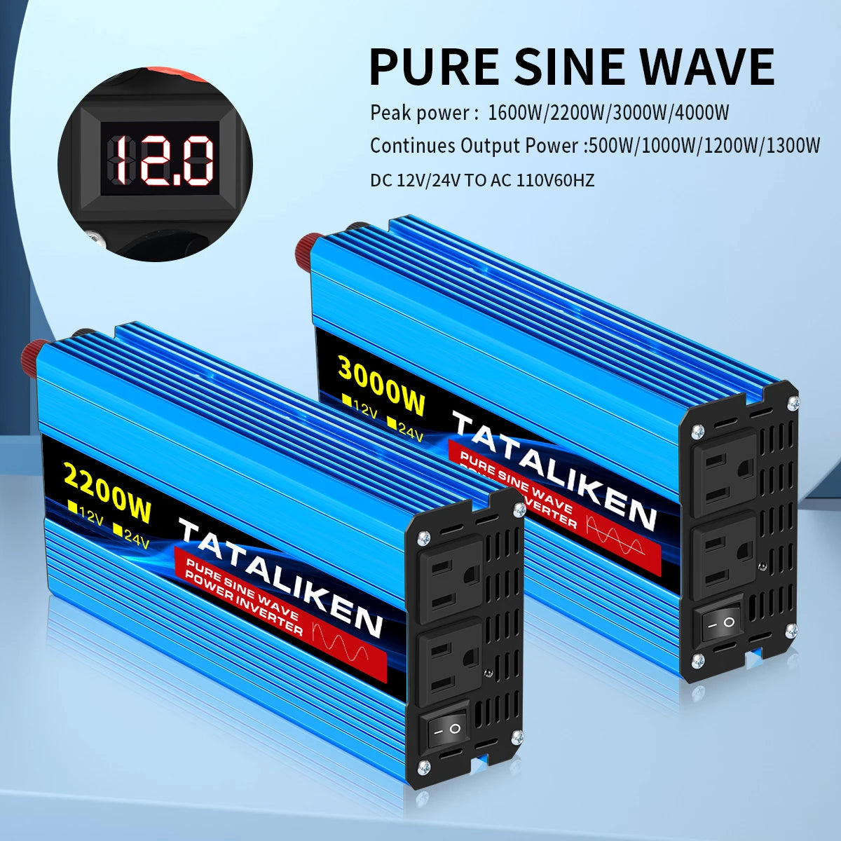 Pure sine wave inverter American socket 3500 w / 4500 w / 5000 w / 6000 w / 7000 w / 8000 w household portable digital display i