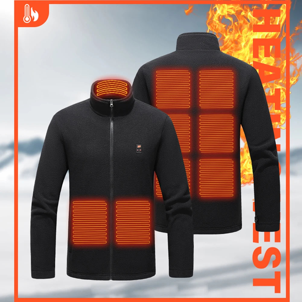 9 Heated Area Heated Jacket USB Charging Heated Insulated Jackets Waterproof Heated Zip Up Coat 3 Gear Temperature for Men Women