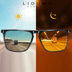 Brand Rivet Square Photochromic Sunglasses Men Polarized Women Driving Sun Glasses Day Night Vision Anti-Glare zonnebril heren
