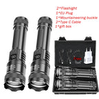 Super Powerful LED Flashlight Battery Display USB Rechargeable Light Telescopic Zoom Torch Lamp Outdoor Camping Fishing Lantern