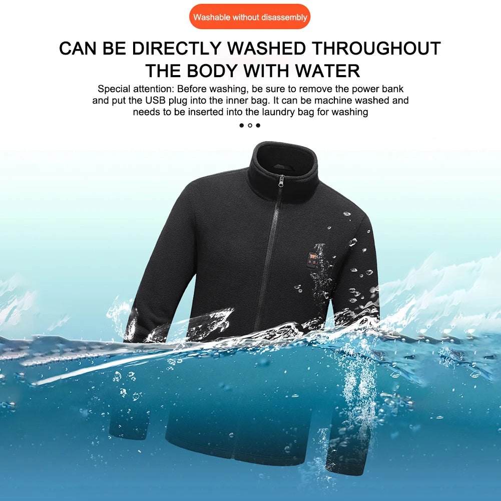 9 Heated Area Heated Jacket USB Charging Heated Insulated Jackets Waterproof Heated Zip Up Coat 3 Gear Temperature for Men Women