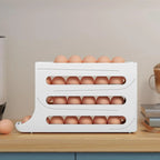 4 Tiers Egg Holder for Fridge， Automatic Egg Rolling Rack, 30 Eggs Storage Rack, Egg Distributor for Refrigerator, Egg Storage