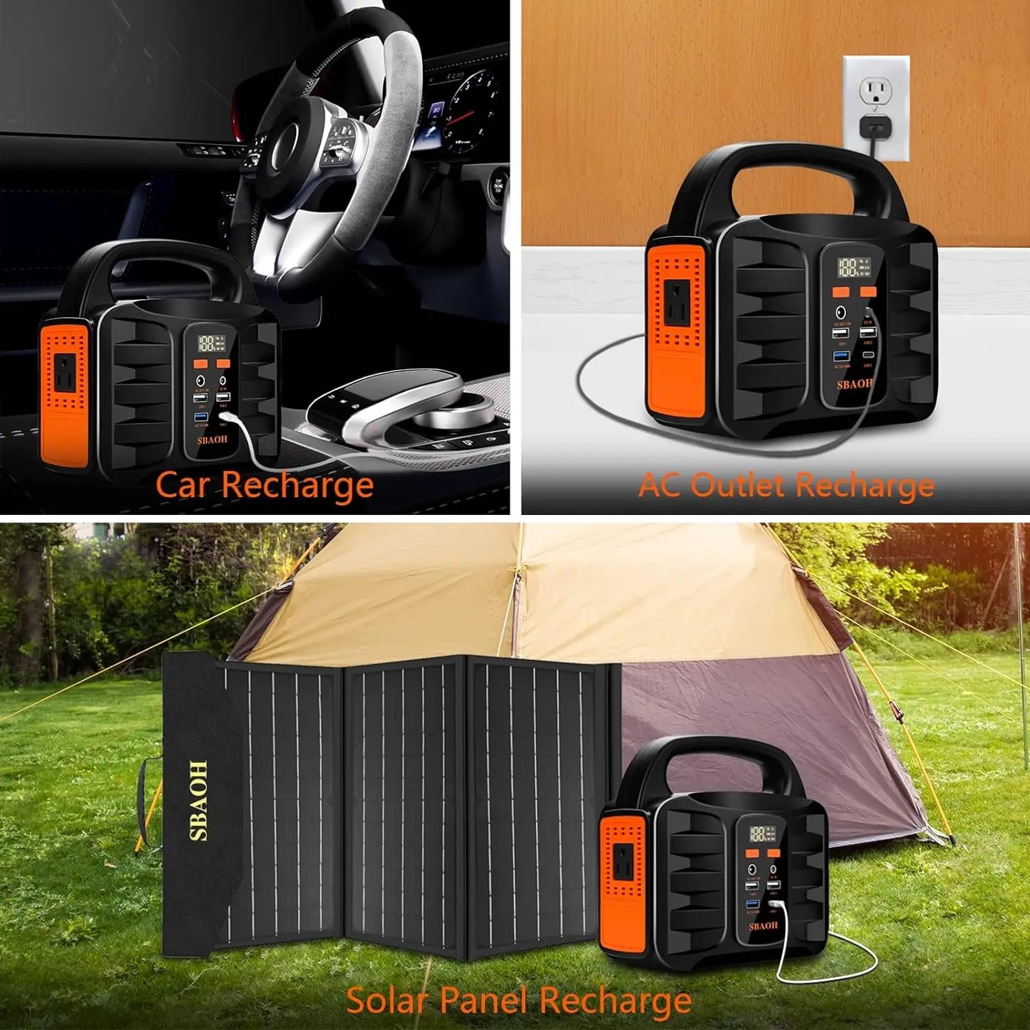 Portable Power Station,155Wh 42000mAh Outdoor Solar Generator with 110V/150W(Peak 200W) AC Outlet and USB-C PD(30W) Port,Power