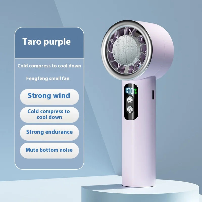Summer Portable Ice Compress Handheld Turbo Fan 3 Wind Speeds Adjustable Mini Personal Fan Battery Operated Electric Fan