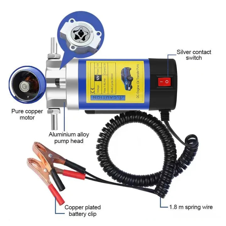 12V Oil Pump Convenient 1-4L/min Oil Pump Electric Oil Suction Oil Change Pump Rainbow Car Motorcycle Tool