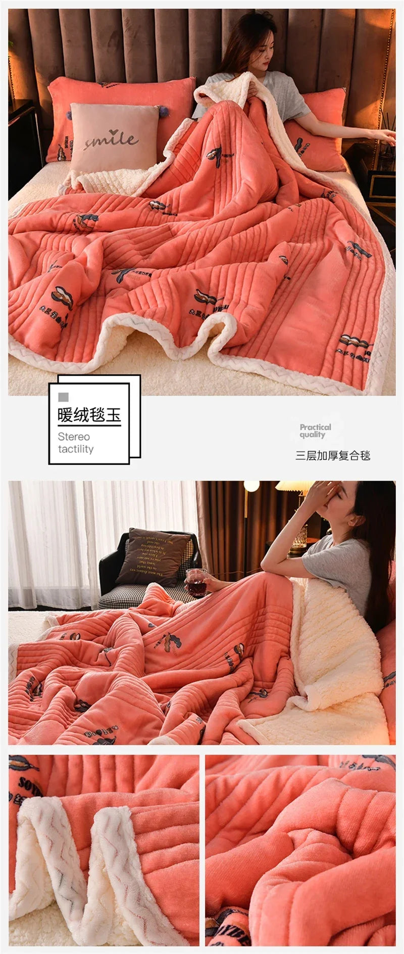 Soft Fluffy Warm Winter Blanket Thicken Lamb's Wool Autumn Warmth Blankets for Bed Milk Velvet Comfortable Sofa Blanket Throw