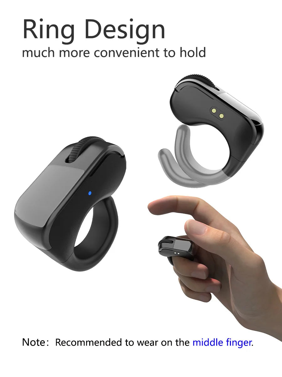 Ring Mouse Rechargeable Mini Light Weight Bluetooth 2.4G Dual-mode Wide Compatible Remote Control Selfie Scan Short Video Speech