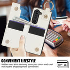 Ring Bucket Wallet Phone Case For Samsung Galaxy Z Fold7 Z Fold 6 5 7 4 3 Leather Case Kickstand Pen Cash Card Slots Phone Cover