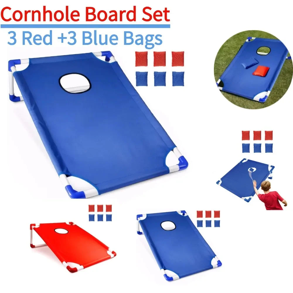 Portable Cornhole Board Set with 6 Bags Outdoor Toss Game Set for Kids Adults Family Outdoor Yard Toss Game Sports Entertainment