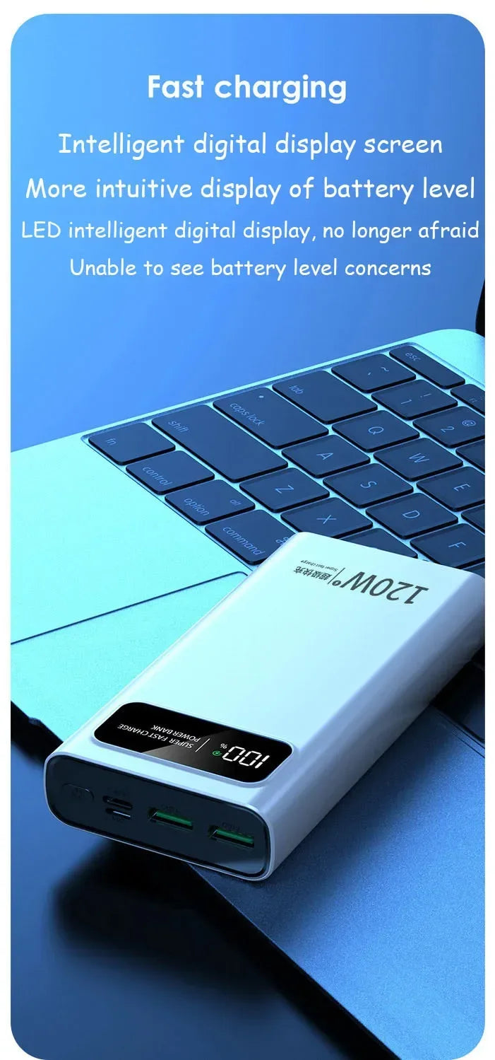 VIVO 120W Power Bank Super Fast Charging 200000mAh Large Capacity Portable External Battery For Mobile Power Bank For IPhone