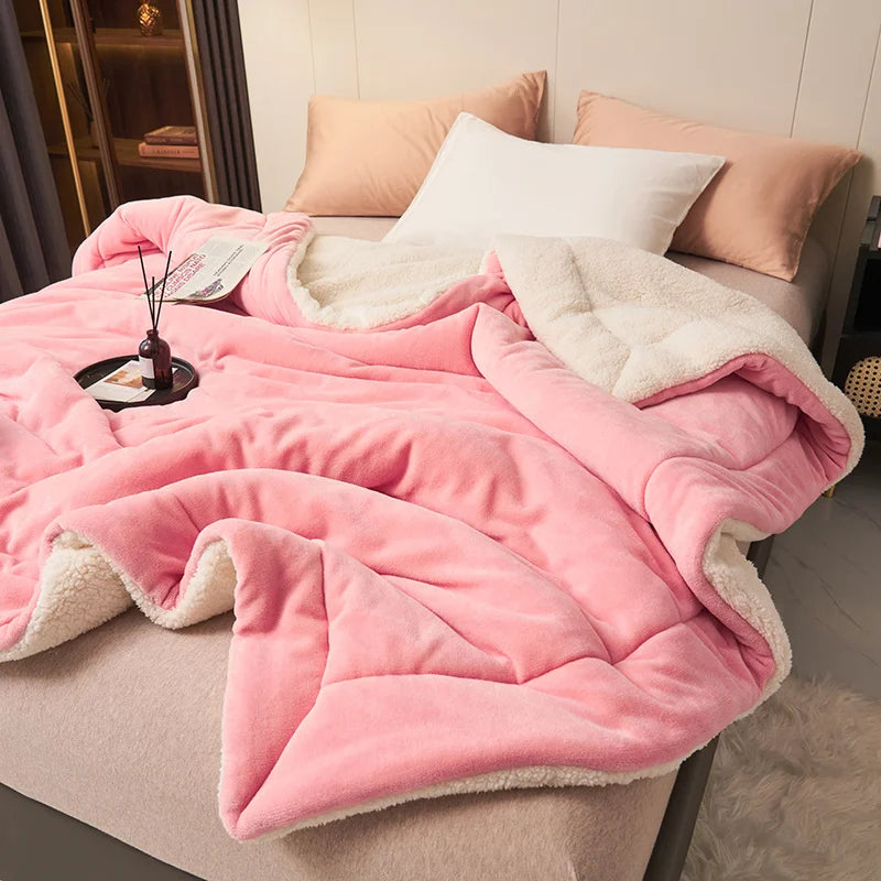 Super Soft Imitation Lambswool Blanket Autumn Winter Double Queen Blankets High Quality Comfortable Milk Fleece Sofa Blanket