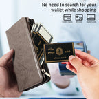 Embossed Zipper Leather Case for Samsung GalaxyS25Ultra S24 S23 S22 S21 S20 S10 S9 S8 Plus FE M33 NOTE10 Series Wallet Cover